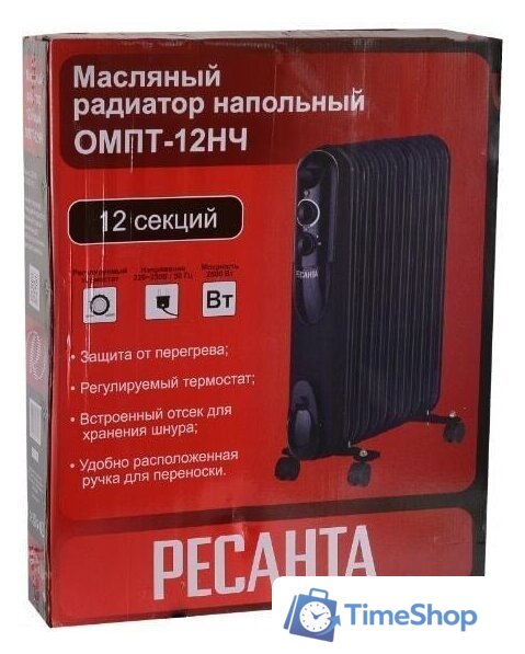 Масляный радиатор Ресанта ОМПТ-12НЧ - Изображение №8 — Интернет-магазин Time-Shop