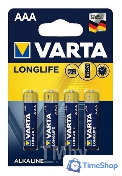 Элементы питания Varta Longlife 4 AAA LR03 04103113414 (4шт) - Изображение №1 — Интернет-магазин Time-Shop