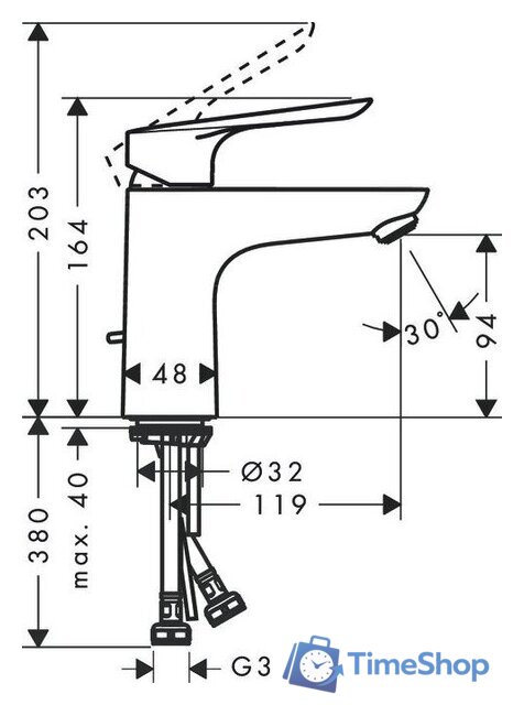 Смеситель Hansgrohe Logis E 100 71161000 - Изображение №5 — Интернет-магазин Time-Shop