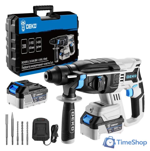 Перфоратор Deko DKCH20FU-Li SET (с 2-мя АКБ, кейс, оснастка) - Изображение №1 — Интернет-магазин Time-Shop