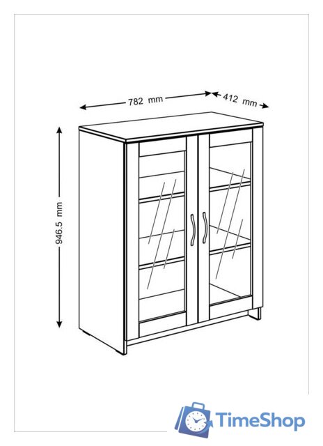 Тумба Mio Tesoro Сириус 2 двери со стеклом 78x95 2.02.03.360.3 (дуб сонома) - Изображение №4 — Интернет-магазин Time-Shop