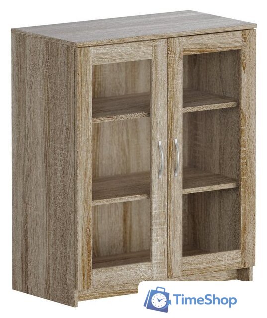 Тумба Mio Tesoro Сириус 2 двери со стеклом 78x95 2.02.03.360.3 (дуб сонома) - Изображение №1 — Интернет-магазин Time-Shop