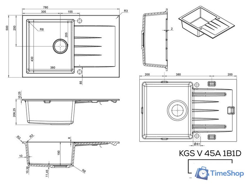 Кухонная мойка Kernau KGS V 45A 1B1D Sand - Изображение №2 — Интернет-магазин Time-Shop