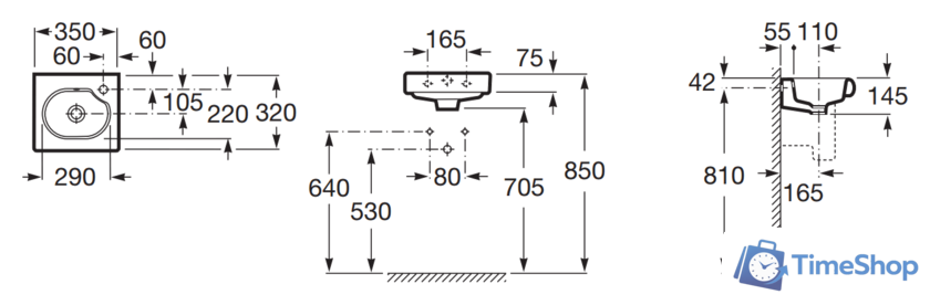 Умывальник Roca Meridian 35x32 (327249000) - Изображение №2 — Интернет-магазин Time-Shop