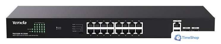 Неуправляемый коммутатор Tenda TEG1120P-16-250W - Изображение №1 — Интернет-магазин Time-Shop