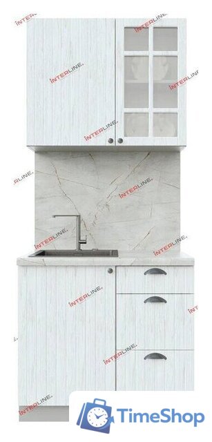 Готовая кухня Интерлиния Берес 0.9А (дуб полярный/дуб полярный/серый каспий) - Изображение №1 — Интернет-магазин Time-Shop