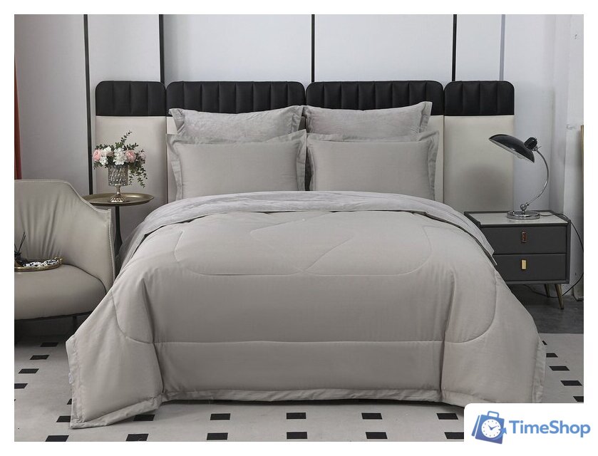 1.5-спальный комплект постельного белья Sofi De MarkO Энрике 1.6 Кт-1.6-Эн11 (светло-серый) - Изображение №1 — Интернет-магазин Time-Shop