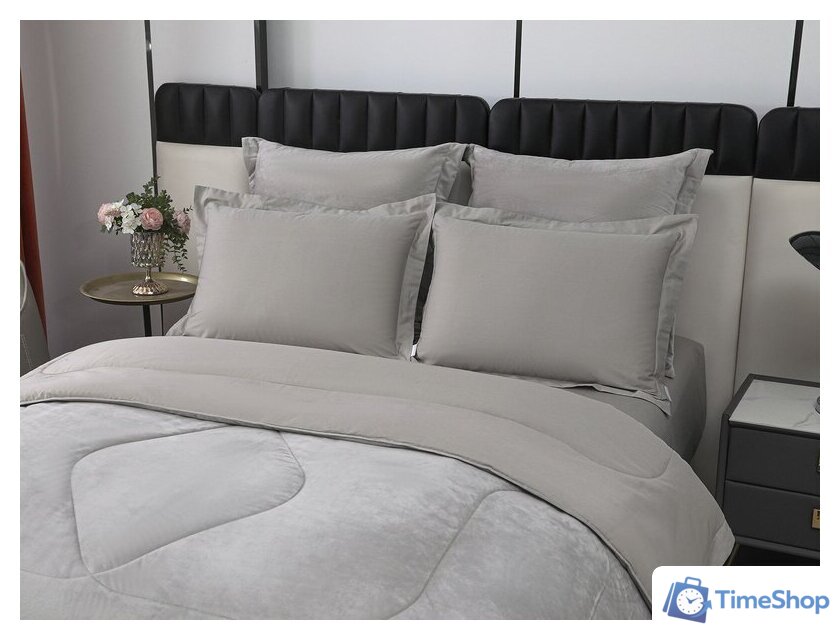 1.5-спальный комплект постельного белья Sofi De MarkO Энрике 1.6 Кт-1.6-Эн11 (светло-серый) - Изображение №4 — Интернет-магазин Time-Shop