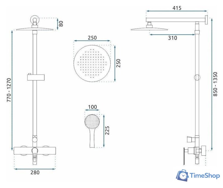 Душевая система  Rea Aldi Gold REA-P8802 - Изображение №8 — Интернет-магазин Time-Shop