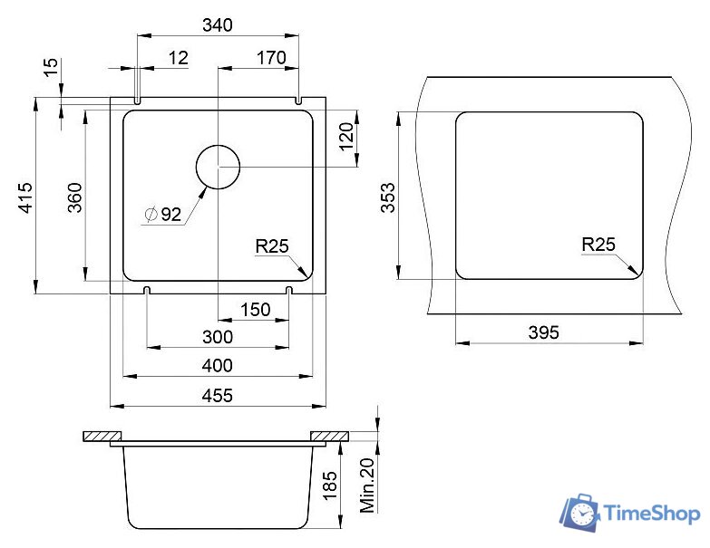 Кухонная мойка Granula GR-3601 (шварц) - Изображение №3 — Интернет-магазин Time-Shop