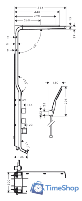 Душевая панель Hansgrohe Raindance Lift (27008400) - Изображение №2 — Интернет-магазин Time-Shop