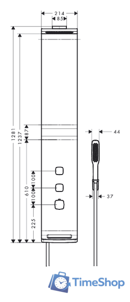Душевая панель Hansgrohe Raindance Lift (27008400) - Изображение №3 — Интернет-магазин Time-Shop