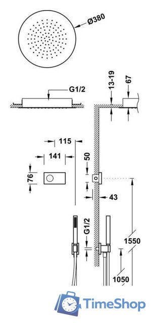 Душевая система  Tres Shower Technology 09288555NM - Изображение №2 — Интернет-магазин Time-Shop
