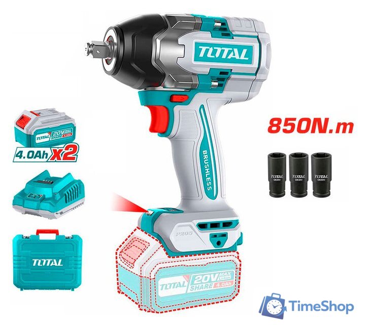 Гайковерт Total TIWLI2085 (с 2-мя АКБ, кейс) - Изображение №1 — Интернет-магазин Time-Shop