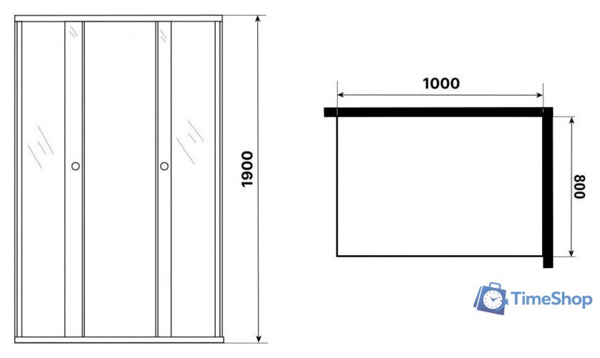 Душевой уголок Niagara Eco NG-1018-14QBLACK 100x80x190 (черный/стекло мозаика) - Изображение №5 — Интернет-магазин Time-Shop