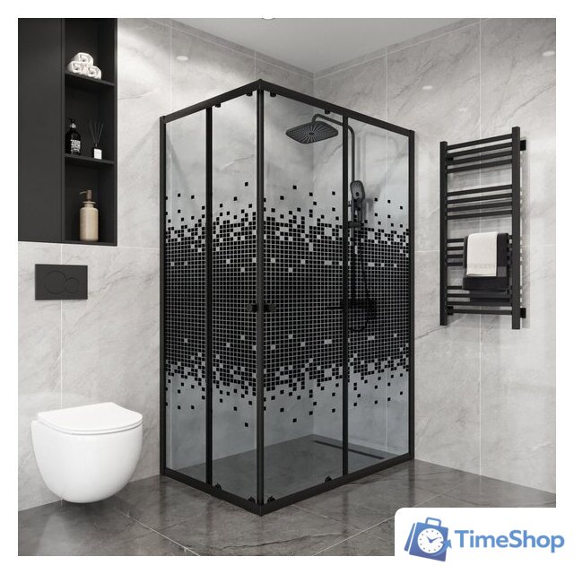 Душевой уголок Niagara Eco NG-1018-14QBLACK 100x80x190 (черный/стекло мозаика) - Изображение №3 — Интернет-магазин Time-Shop