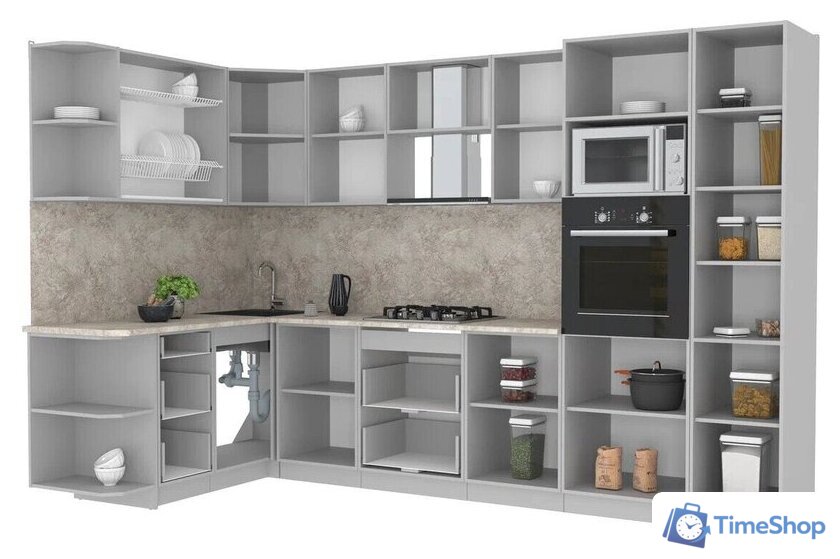 Готовая кухня Интерлиния Мила Лайт 1.68x3.2 левая (бетон/антрацит/травертин) - Изображение №2 — Интернет-магазин Time-Shop