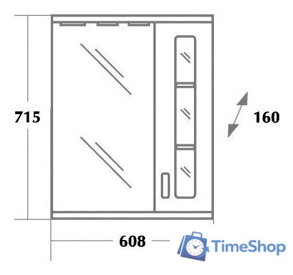  Onika Шкаф с зеркалом Кристалл 67.02 левый (белый) [206705] - Изображение №2 — Интернет-магазин Time-Shop