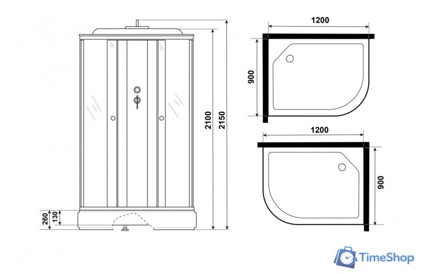 Душевая кабина Niagara Promo P120/90/26L/MT 120x90x215 - Изображение №6 — Интернет-магазин Time-Shop