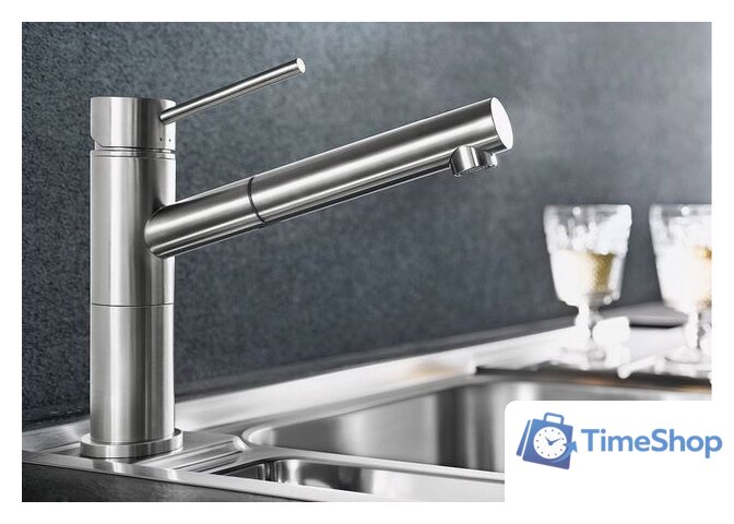 Смеситель Blanco Alta-S Compact 517182 (стальной) - Изображение №1 — Интернет-магазин Time-Shop