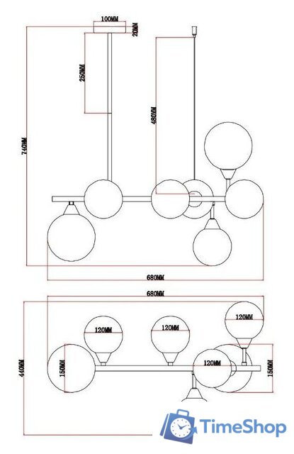 Подвесная люстра Moderli Molecule V10842-7P - Изображение №3 — Интернет-магазин Time-Shop