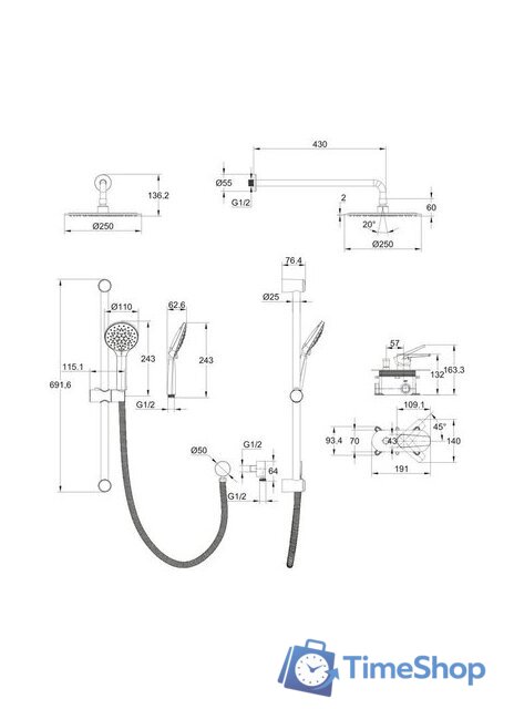 Душевая система  Cersanit Moduo 64087 - Изображение №6 — Интернет-магазин Time-Shop