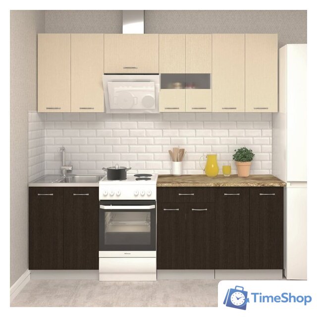 Готовая кухня Mio Tesoro Экстра-лайт 2.2 (венге светлый/венге/мадрид) - Изображение №1 — Интернет-магазин Time-Shop