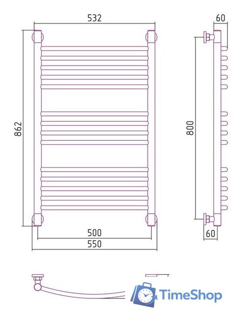 Полотенцесушитель Сунержа Богема+ выгнутая 800х500 03-0221-8050 - Изображение №3 — Интернет-магазин Time-Shop