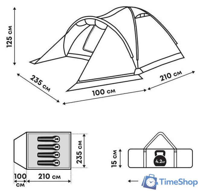 Треккинговая палатка RSP Outdoors Krewl 4 - Изображение №16 — Интернет-магазин Time-Shop