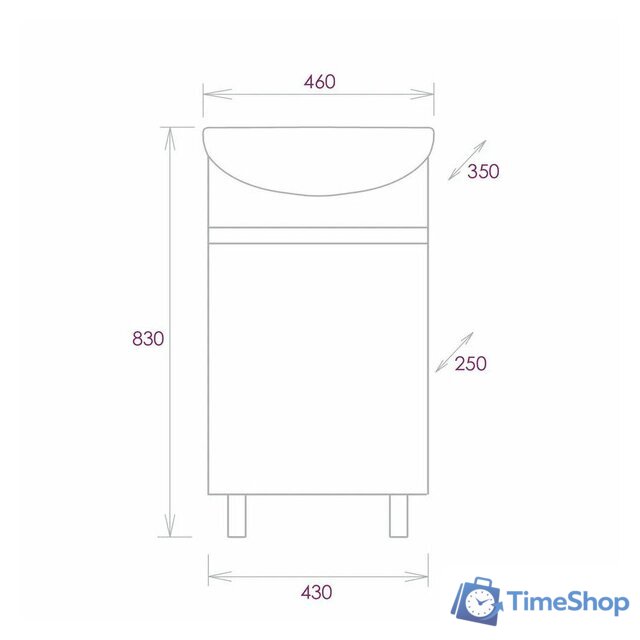  Onika Тумба под умывальник Милтон 45 104510 - Изображение №6 — Интернет-магазин Time-Shop
