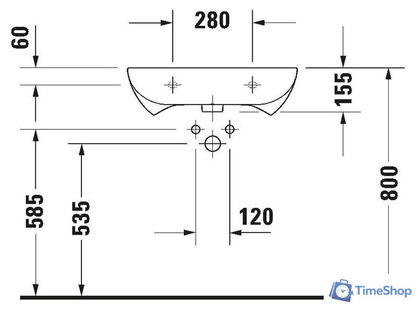 Умывальник Duravit Vital Seria D-Code 23126000002 - Изображение №5 — Интернет-магазин Time-Shop