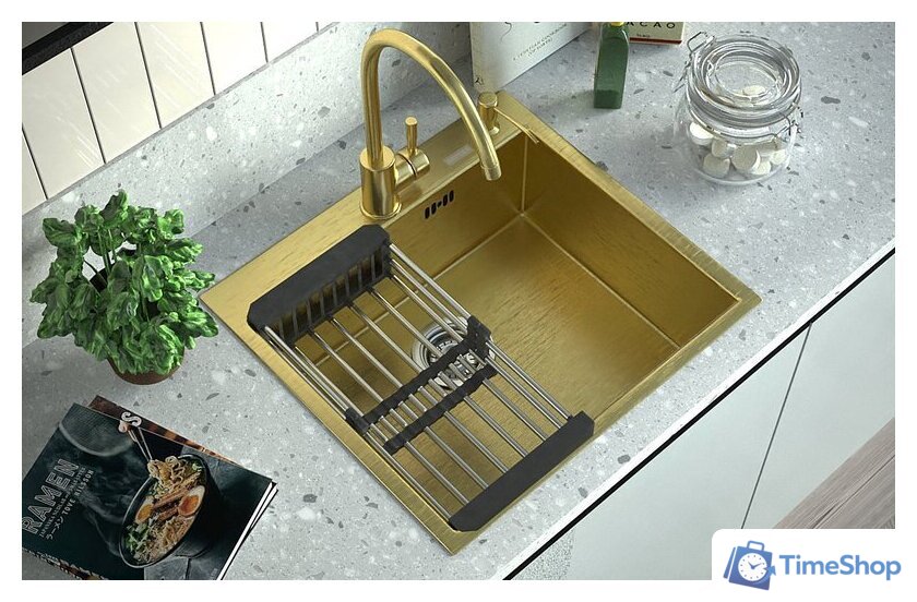 Кухонная мойка ARFEKA Eco AR 500*500 Golden PVD Nano - Изображение №6 — Интернет-магазин Time-Shop