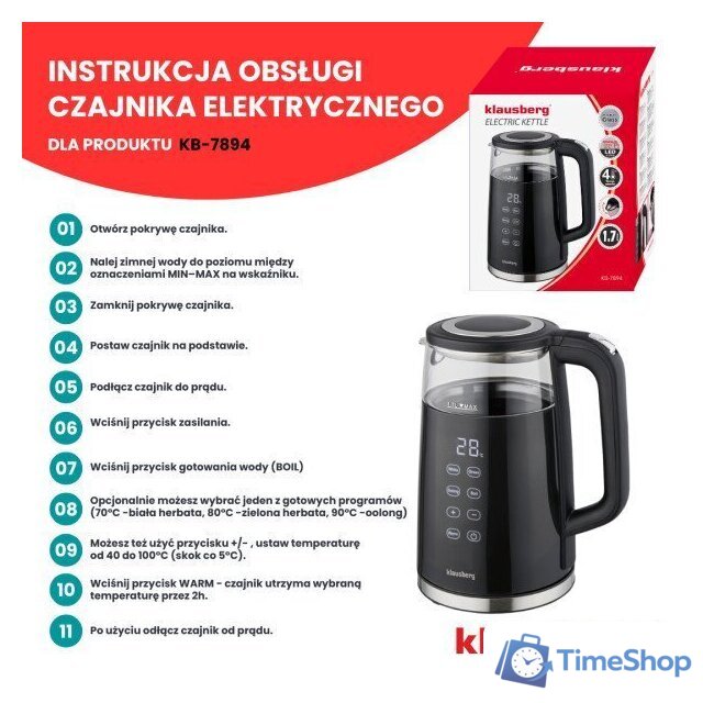 Электрический чайник Klausberg KB-7894 - Изображение №10 — Интернет-магазин Time-Shop