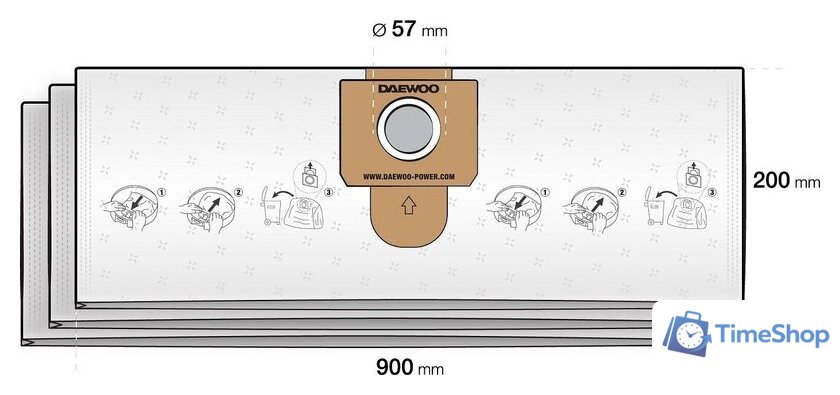 Фильтр-мешок Daewoo Power DAVC 20TBH (3 шт) - Изображение №2 — Интернет-магазин Time-Shop
