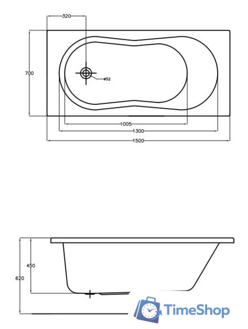 Ванна Cersanit Nike 150x70 (с ножками) - Изображение №3 — Интернет-магазин Time-Shop