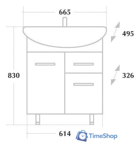  Onika Тумба под умывальник Стелла 65.12 (белый) [106503] - Изображение №2 — Интернет-магазин Time-Shop