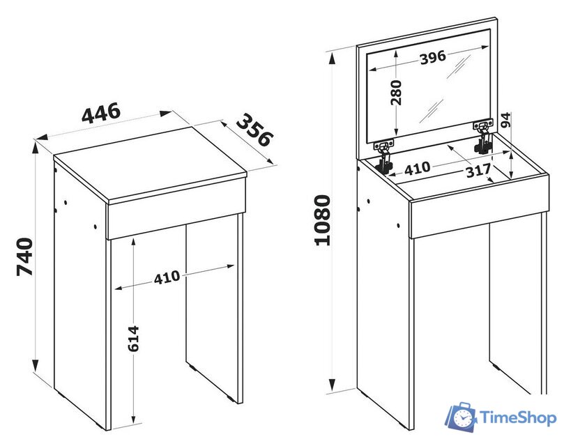 Туалетный столик с зеркалом Сокол Мебель СП-21 (дуб сонома) - Изображение №5 — Интернет-магазин Time-Shop