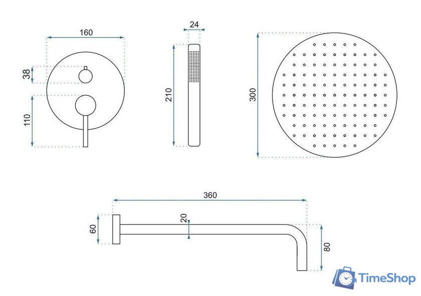 Душевая система  Rea Lungo Matt Gold REA-P4160 - Изображение №8 — Интернет-магазин Time-Shop