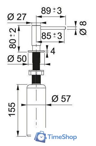 Дозатор для моющего средства Franke Atlas 112.0717.084 (нержавеющая сталь) - Изображение №4 — Интернет-магазин Time-Shop