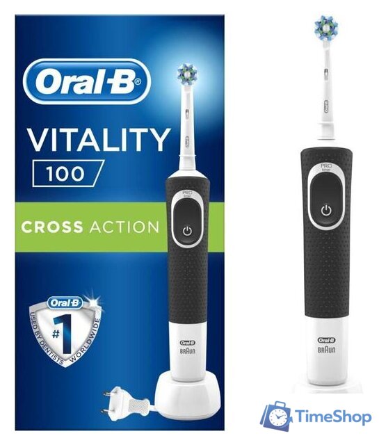 Электрическая зубная щетка Oral-B Vitality 100 Cross Action D100.413.1 (черный) - Изображение №1 — Интернет-магазин Time-Shop
