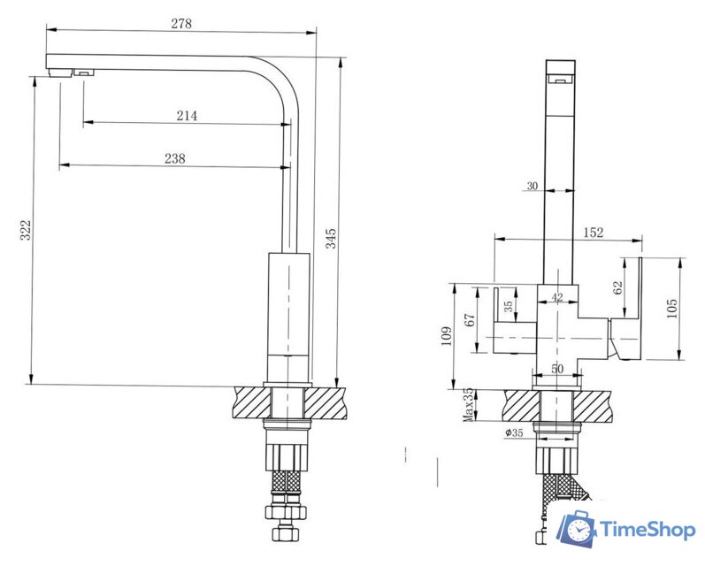 Смеситель Ekko E43803-7 - Изображение №2 — Интернет-магазин Time-Shop