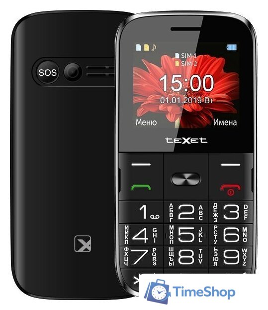 Кнопочный телефон TeXet TM-B227 (черный) - Изображение №1 — Интернет-магазин Time-Shop