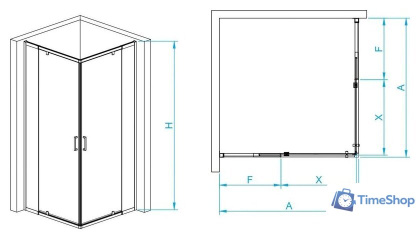 Душевой уголок RGW PA-038B 350803888-14 80x80 (черный/прозрачное стекло) - Изображение №3 — Интернет-магазин Time-Shop