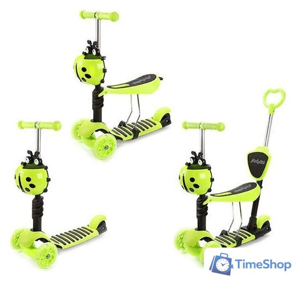 Трехколесный самокат Moby Kids Божья коровка 3 в 1 641274 (зеленый) - Изображение №2 — Интернет-магазин Time-Shop
