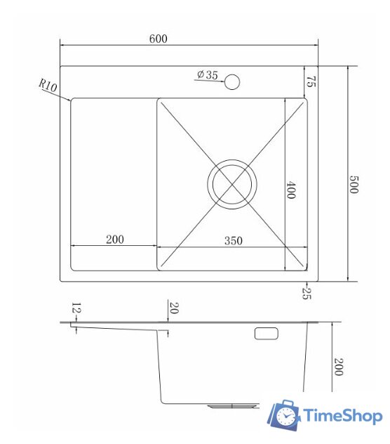 Кухонная мойка Mixline Pro 551876 правый (сатин, с сифоном) - Изображение №4 — Интернет-магазин Time-Shop