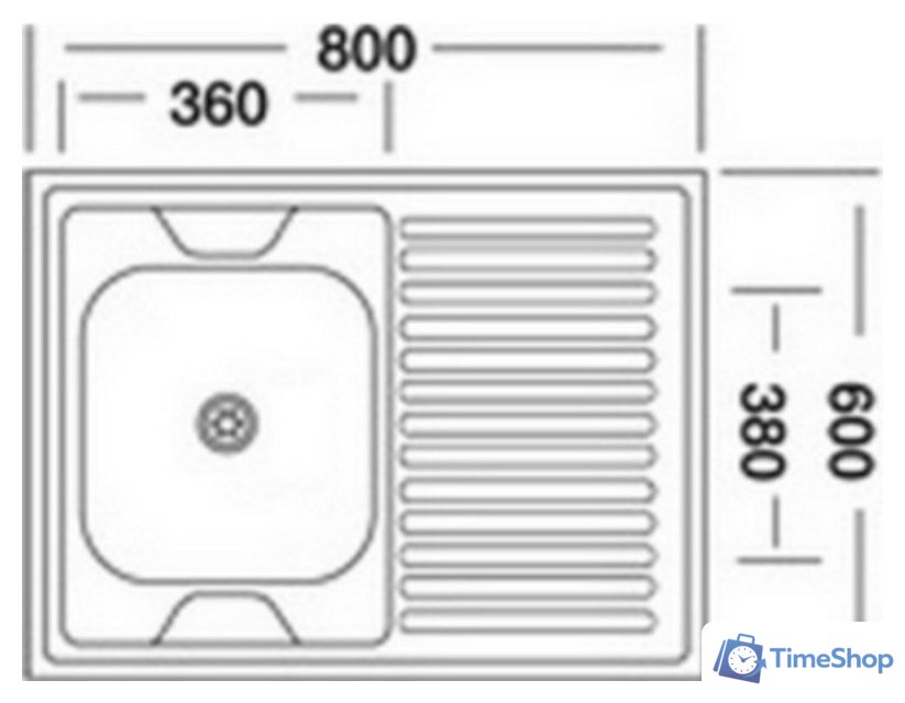 Кухонная мойка Kromevye EC 220 D (чаша справа) - Изображение №2 — Интернет-магазин Time-Shop
