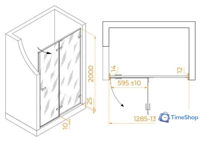 Душевая дверь RGW SV-004Gr 353200413-110 (серый/прозрачное стекло) - Изображение №2 — Интернет-магазин Time-Shop