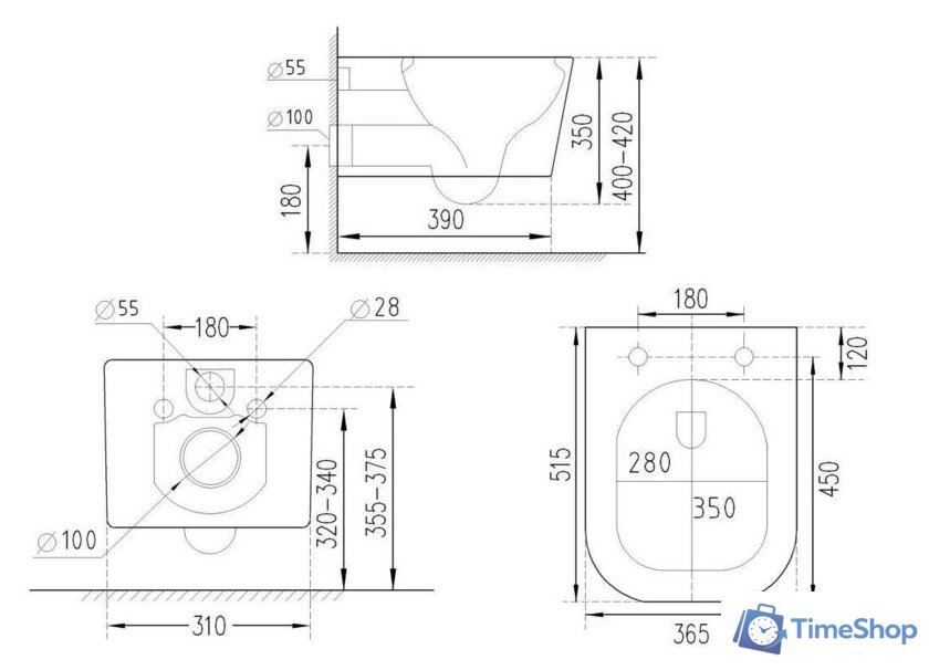 Унитаз подвесной Roxen Cube Bidet 530135-01X Rimless Soft Close с функцией биде - Изображение №14 — Интернет-магазин Time-Shop