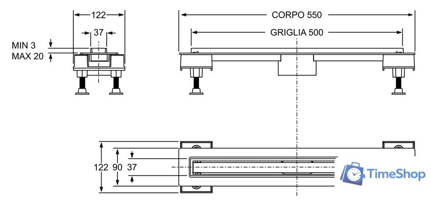 Трап/канал Bonomini L50 6825KX50S - Изображение №2 — Интернет-магазин Time-Shop