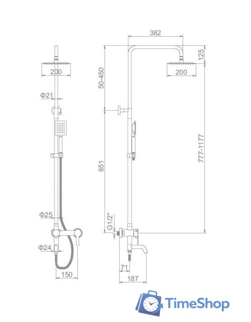 Душевая система  Ledeme L72401 - Изображение №2 — Интернет-магазин Time-Shop